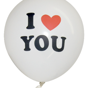 BALLOONS WHITE I LOVE U ROUND 10 PCS