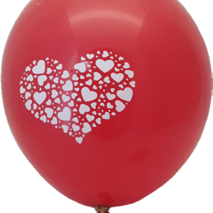 BALLOON RED W/WHITE  HEARTS 12" 10PC