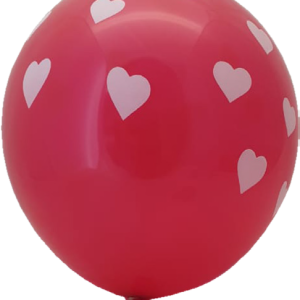 BALLOON RED W/WHITE MINI HEARTS 12" 10PC
