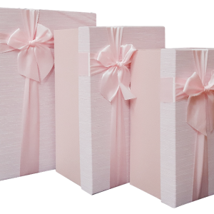GIFTBOX  PINK W/BOW 3PCS 33X24.5X11CM
