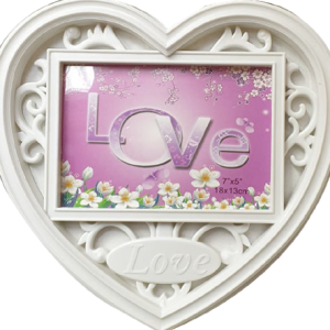 FRAME HEART SHAPE WHITE 26.5X25.5CM