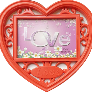 FRAME HEART SHAPE RED 26.5X25.5CM