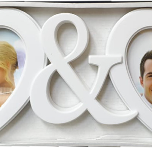 FRAME DOUBLE HEART WHITE 39X15CM