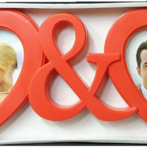 FRAME DOUBLE HEART RED 39X15CM