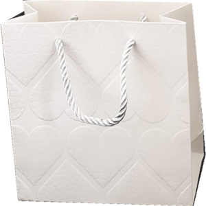 GIFTBAG WHITE W/EMBOSSED HEART 15X14X6CM