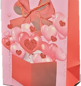 GIFTBAG PINK W G/BOX/BOW 23X18X10CM