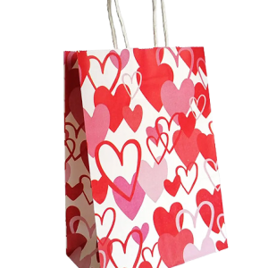 GIFTBAG WHITE W/RED/PK HEARTS 21*15*8CM