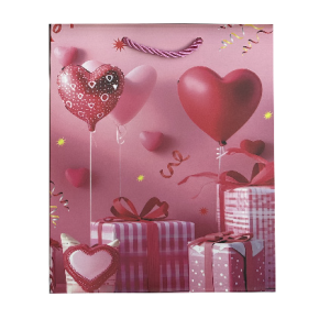 GIFTBAG 5 PINK W/RED HEARTS 23*18*10CM