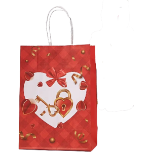 GIFTBAG RED HEART & KEY 27*21*11CM