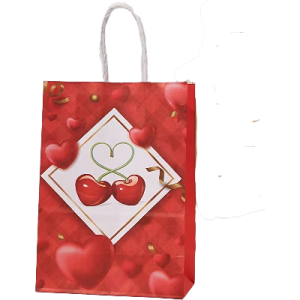 GIFTBAG RED W/DIAMOND/CHERRY 27*21*11CM