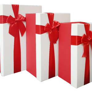 GIFTBOX RD/WT 3PCS 32.5X22X15CM