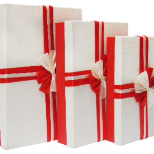 GIFTBOX SHIRTBOX WT/RD 3PCS 38X27X9CM