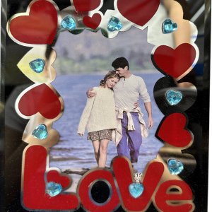 FRAME GLASS BLACK W/HEARTS 4X6"- 10X15CM