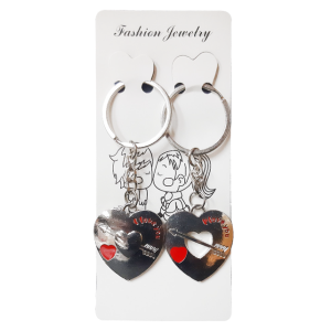 KEYRING METAL LOVE 2HEARTSSL/RD D/K/RING