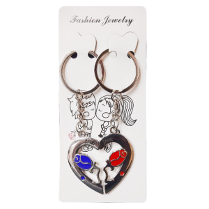 KEYRING METAL LOVE HEART W/ROSES D/K/RI