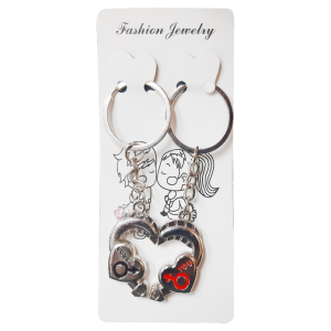 KEYRING METAL LOVE HEART W/HEARTS D/K/RI