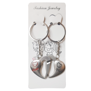 KEYRING METAL LOVE 2 HEARTS D/K/RING
