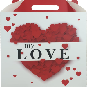 GIFTBOX FOLDUP LOVE RD/WT 28X28CM