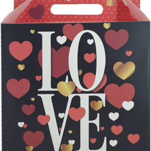 GIFTBOX FOLDUP LOVE RD/BK  28X28CM