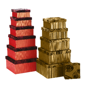 GIFTBOX GOLD/BK R/DESIGN 6PCS 22X22X11CM