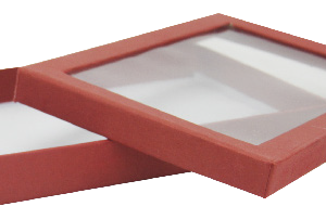 GIFTBOX W/WINDOW RED 19X13.5X2.5CM