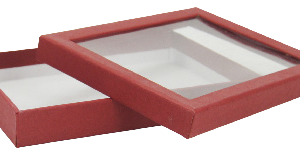GIFTBOX W/WINDOW RED 16.8X12X2.3CM