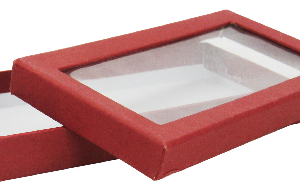 GIFTBOX WINDOW RED 16.5X9X2CM